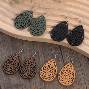 NWOT Set of 4 Wooden Water Drop Earrings